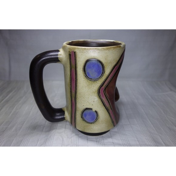 Signed Mara Stoneware Pottery Tribal Face Mug 6" Tall Made in Mexico - Picture 9 of 12